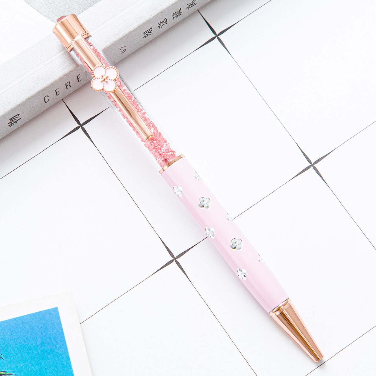 Wholesale Metal Clover Crystal Ballpoint Pen